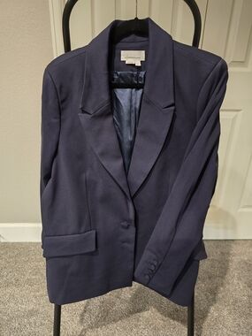 Anthropologie Deep Navy Single-Button Dickey Blazer